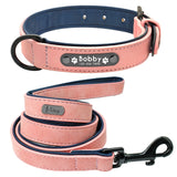 Leather Dog Collar Leash Set Personalized Customized